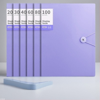 Mapă de fișiere din plastic transparent cu clapă, 60 de pagini, logo tipărit, personalizabil