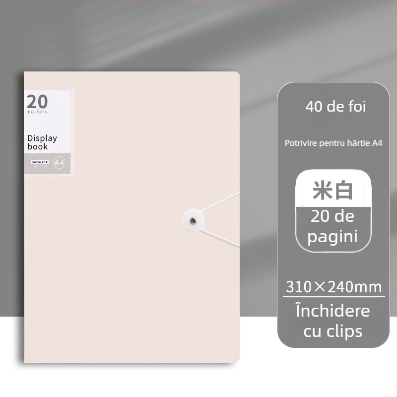 Mapă de fișiere din plastic transparent cu clapă, 60 de pagini, logo tipărit, personalizabil