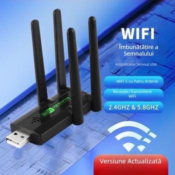Amplificator de semnal WiFi și extender, dual-band, patru antene, design circular