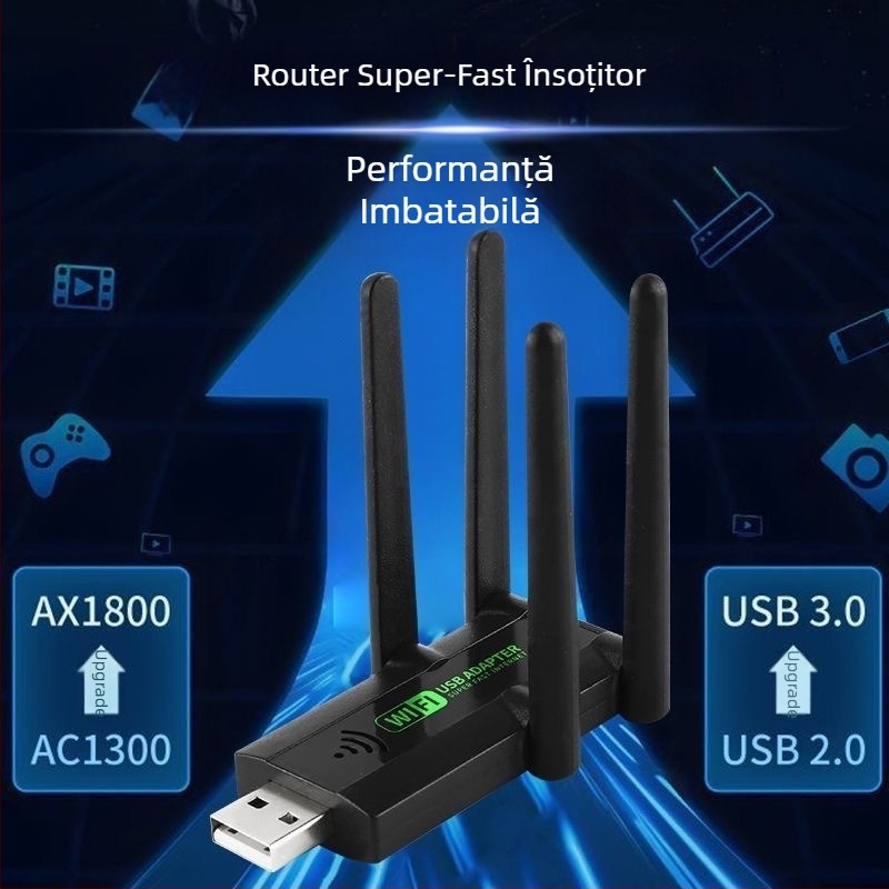Amplificator de semnal WiFi și extender, dual-band, patru antene, design circular