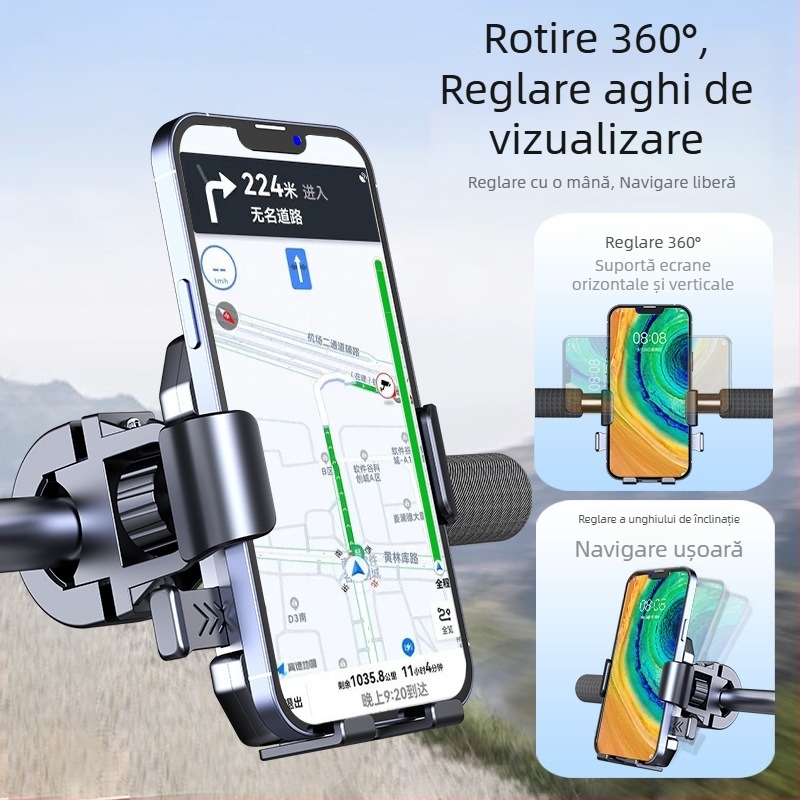 Suport pentru telefon pentru vehicule electrice, motociclete și biciclete de munte | Material: aliaj + plastic | Modelul 108 | Suport auto pentru telefon | Suport pentru personalizare