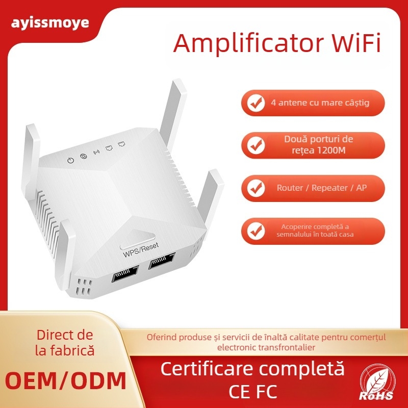Repeater WiFi HA146 - Dual-Band, rază 1200 m, 802.11ac, viteză Gigabit