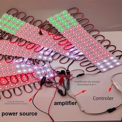 Amplificator Phantom Mini Sincronizat cu semnal, 3 semnale SPI, tensiune de intrare 5–24 V, interfață linie terminală, IP20, dimensiuni 40×12×5 mm