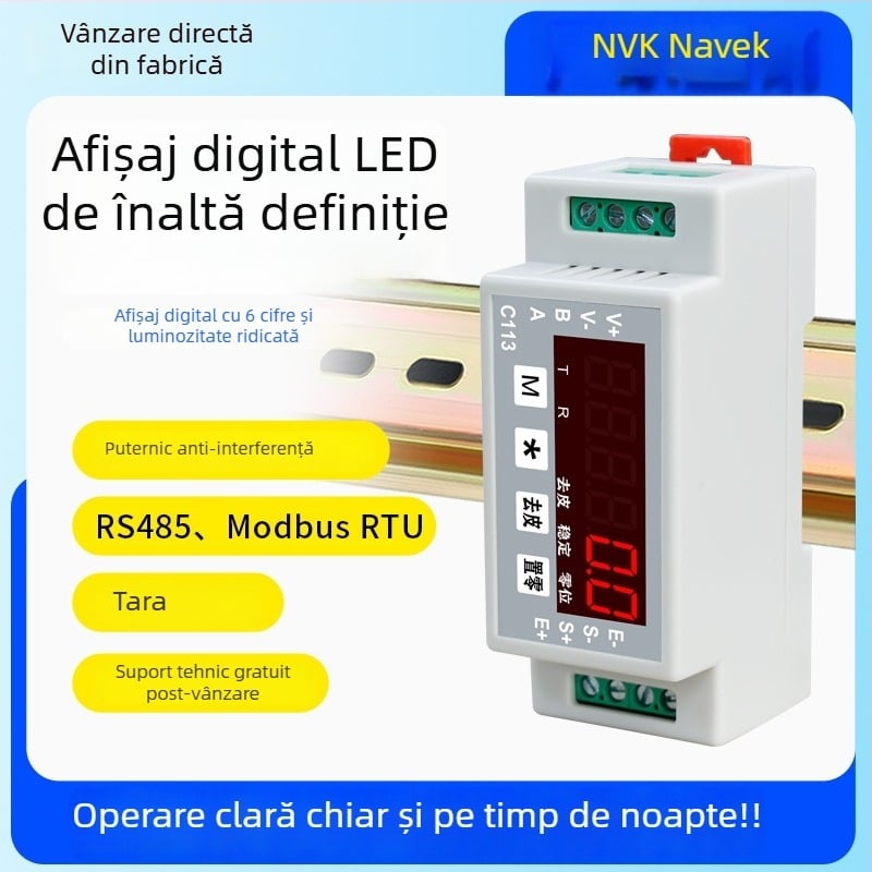 Navic transmițător de cântărire tip șină, RS485, amplificator digital de semnal și modul de achiziție a senzorilor, model C113