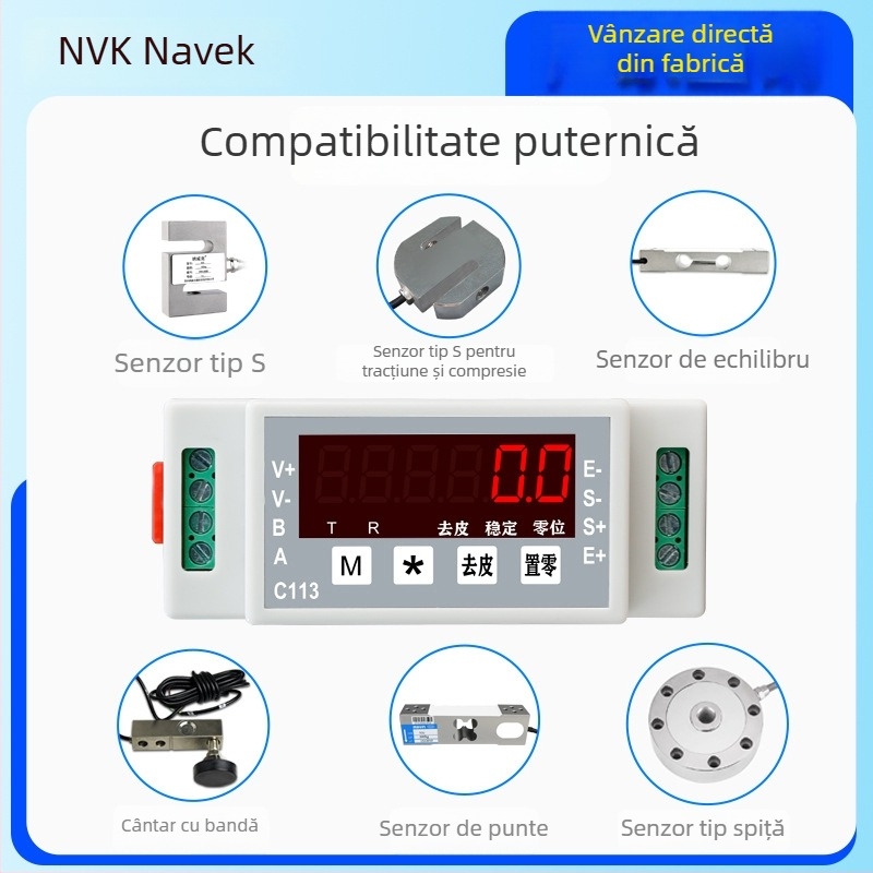 Navic transmițător de cântărire tip șină, RS485, amplificator digital de semnal și modul de achiziție a senzorilor, model C113
