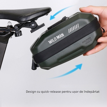 Geantă pentru șa bicicletă - PU+EVA+polyester; 0.8L; model GD700; brand WILD MAN; pentru depozitarea obiectelor mici și gadgeturilor