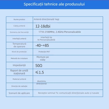 Antena Yagi, antenă externă cu câștig mare, bandă întreagă 698–2700 MHz, amplificare semnal