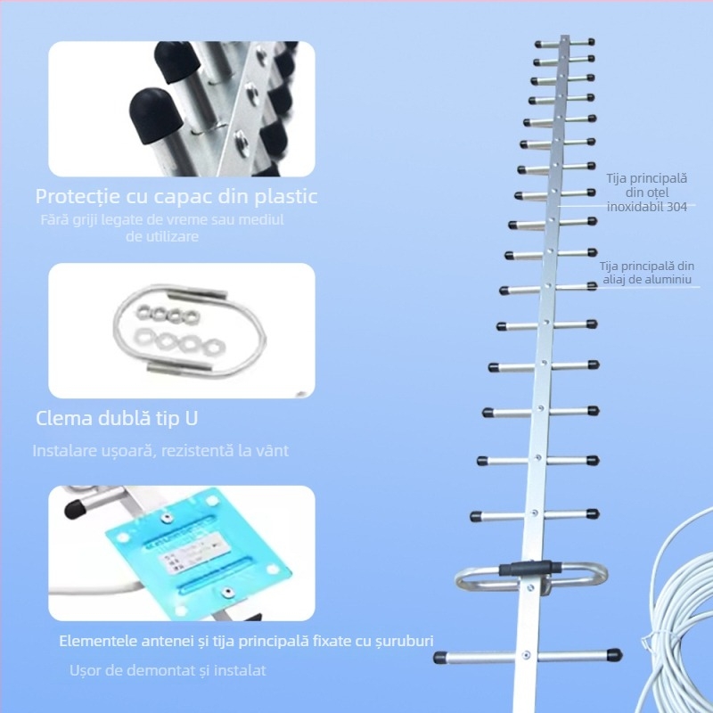 Antena Yagi, antenă externă cu câștig mare, bandă întreagă 698–2700 MHz, amplificare semnal