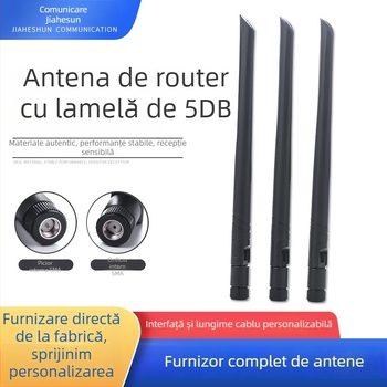 Antena Blade pentru router, câștig 5 dB, omnidirecțională, multi-frecvență, pliabilă, 2.4G/5.8G/3G/4G/GSM, impedanță 50 Ω, SWR ≤ 2.0, tensiune de operare 5–50 V