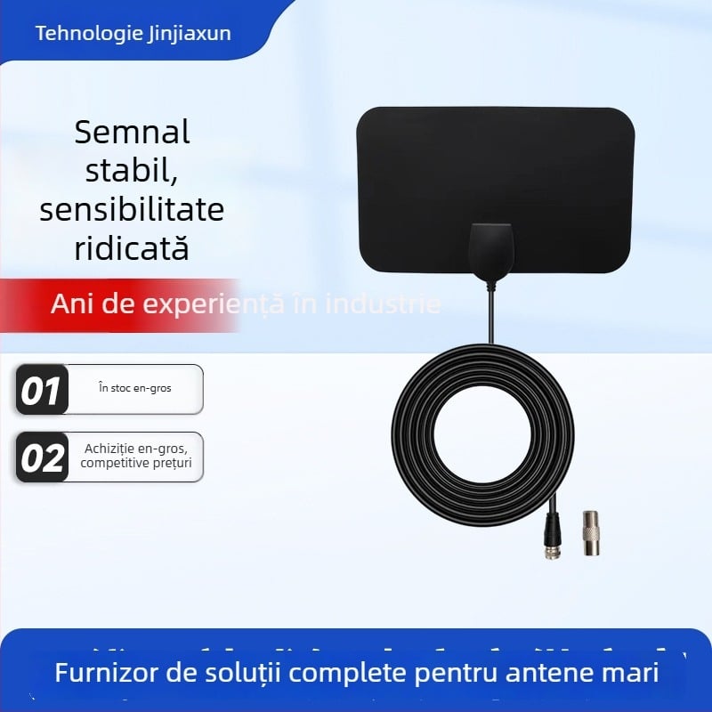 Antena TV internă digitală 4K cu DVB-T2, bandă întreagă, amplificare semnal HD