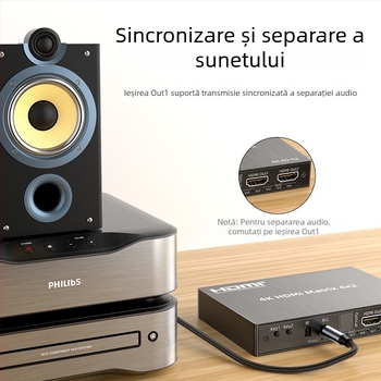 Youlian Matrix HDMI switch 4x2, 4K, divizor audio HDMI — Model 1474