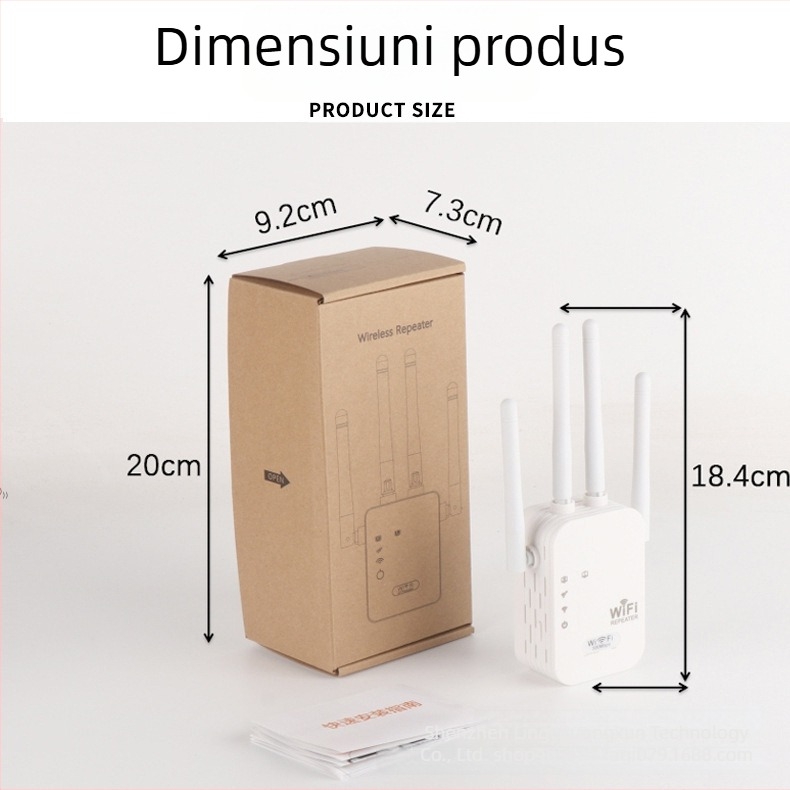 Repetor WiFi cu 802.11ac, viteză Gigabit, rază 20 m, cablu ecranat Non-Cat5, alimentare 110–220V