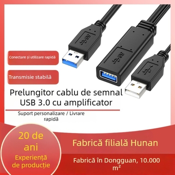 Cablu de extindere USB 3.0, M–F, cu cip încorporat de amplificare, conductori din cupru fără oxigen