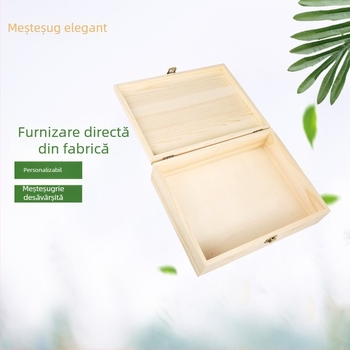Cutie de depozitare din lemn cu lacăt, dreptunghiulară, lemn natural, model Z5, dimensiuni interioare personalizabile, imprimare a logo-ului