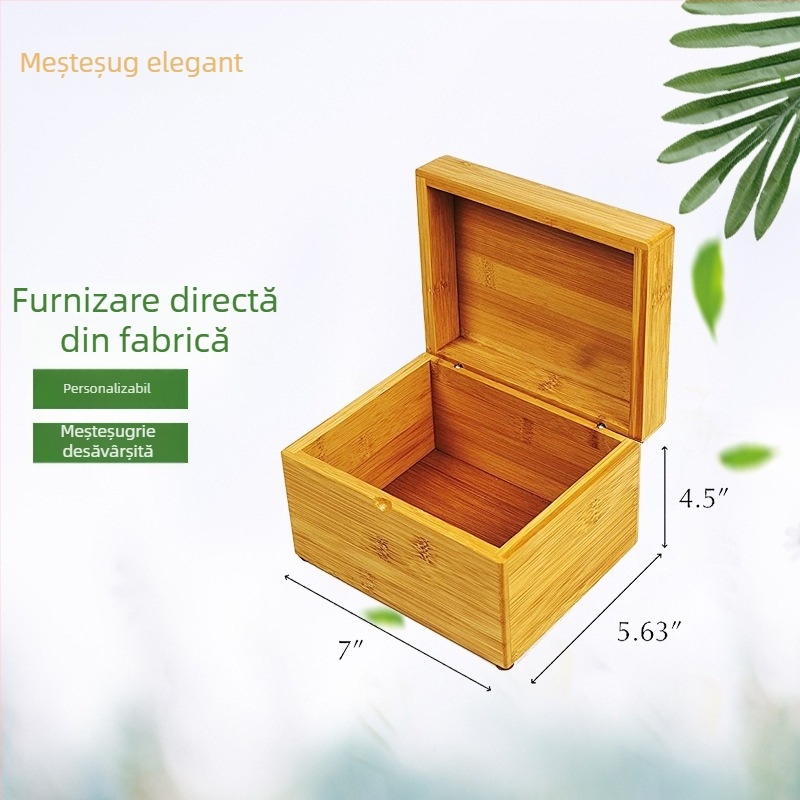 Cutie de depozitare din lemn cu lacăt, dreptunghiulară, lemn natural, model Z5, dimensiuni interioare personalizabile, imprimare a logo-ului
