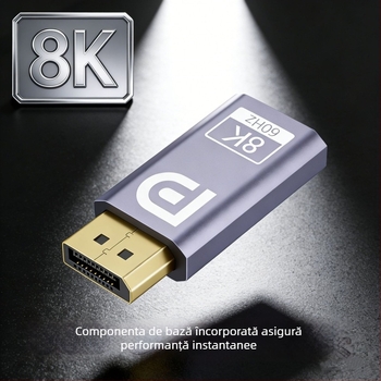 Adaptor Type-C la DP, 8K60Hz Ultra HD, USB-C femeie la DP bărbat 1.4, pentru laptopuri, telefoane și tablete către afișaje externe