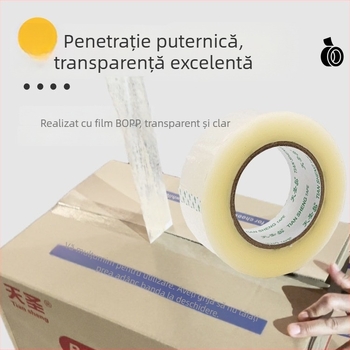 Bandă de ambalare Tiansheng, aderență înaltă, folie BOPP, Grosime 50 μm, adeziv sensibil la presiune, cod produs 01.