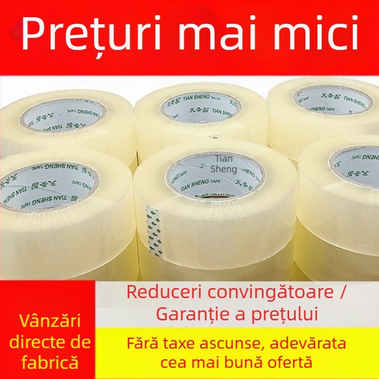 Bandă de ambalare Tiansheng, aderență înaltă, folie BOPP, Grosime 50 μm, adeziv sensibil la presiune, cod produs 01.