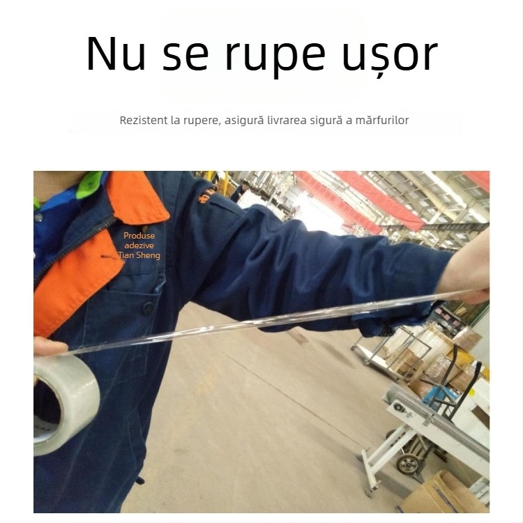 Bandă de ambalare Tiansheng, aderență înaltă, folie BOPP, Grosime 50 μm, adeziv sensibil la presiune, cod produs 01.