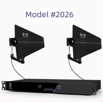 Amplificator de antenă pentru microfon wireless – model 2026, 450–950 MHz, impedanță 50 Ω, rază până la 300 m, interfață BNC