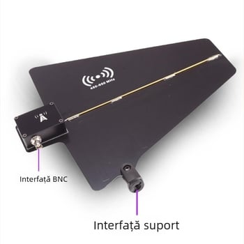 Amplificator de antenă pentru microfon wireless – model 2026, 450–950 MHz, impedanță 50 Ω, rază până la 300 m, interfață BNC