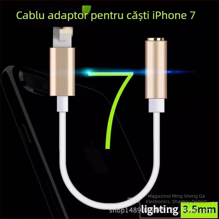 Adaptor Lightning către 3.5mm pentru iPhone 7, aliaj de aluminiu, compatibil Apple