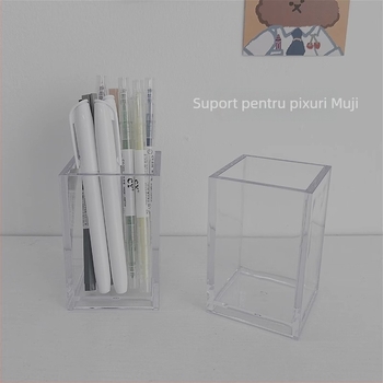 Cutie de depozitare pentru birou din acril clar, model fy00365, capacitate 1 L, stil modern minimalist, pentru organizare