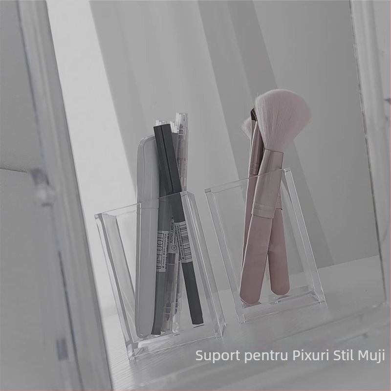 Cutie de depozitare pentru birou din acril clar, model fy00365, capacitate 1 L, stil modern minimalist, pentru organizare