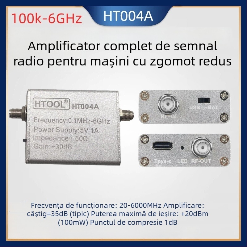 Ht004A Amplificator de semnal pentru vehicule 0.1–6 GHz, bandă întreagă, cu zgomot redus, cu baterie