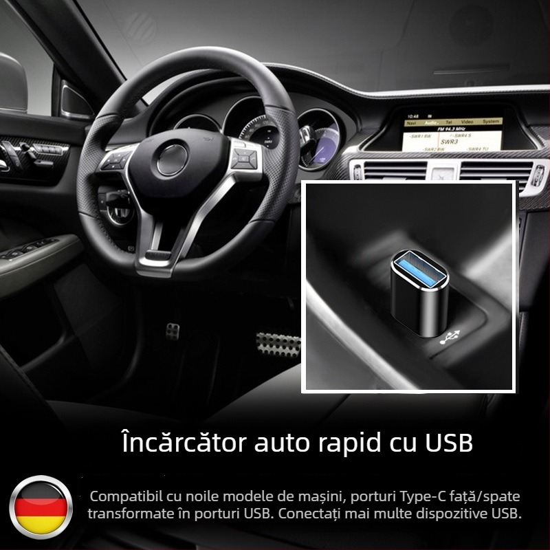 Convertor auto Type-C la USB 3.0 pentru transfer de date și încărcare (Brand: AiiTdia; Model: TPC 3.0; Compatibil: TYPE-C)