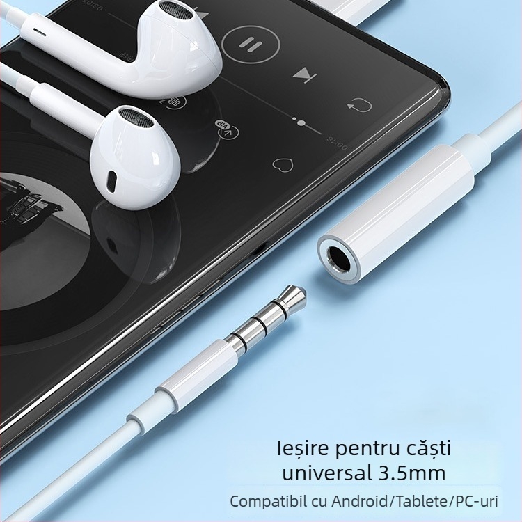 Adaptor Type-C la 3,5 mm pentru căști pentru dispozitive Android și Apple – compatibil cu Vivo, Oppo, Redmi K50 (Yikanglong)