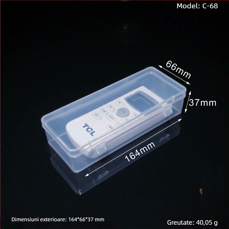 Cutie de depozitare din PP dreptunghiulară, cu închidere dublă și capac, pentru telecomenzi, unelte, baterii externe și micro-ace