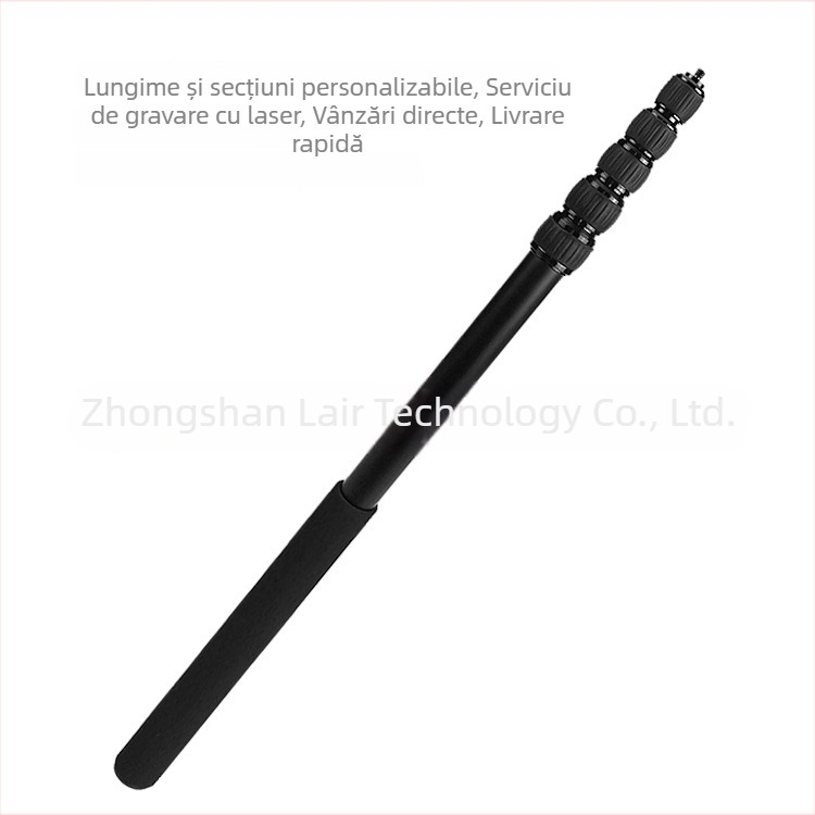 Selfie Stick pentru telefon, aliaj de aluminiu, 6 secțiuni, stabilizare anti-tremur, suport pentru personalizare