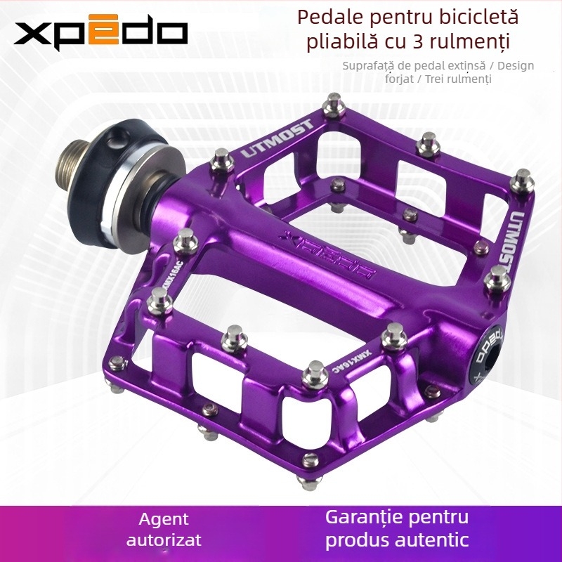 Pedale de bicicletă, cu trei rulmenți, sistem de eliberare rapidă, cu compatibilitate universală, model QRD-XMX16AC, corp din aliaj de aluminiu