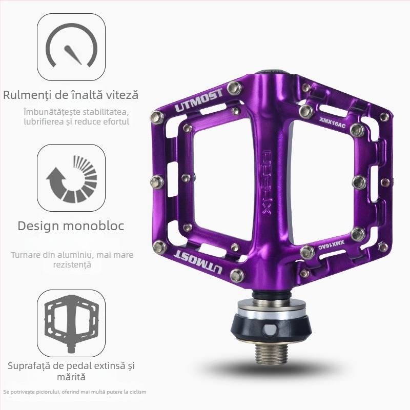 Pedale de bicicletă, cu trei rulmenți, sistem de eliberare rapidă, cu compatibilitate universală, model QRD-XMX16AC, corp din aliaj de aluminiu