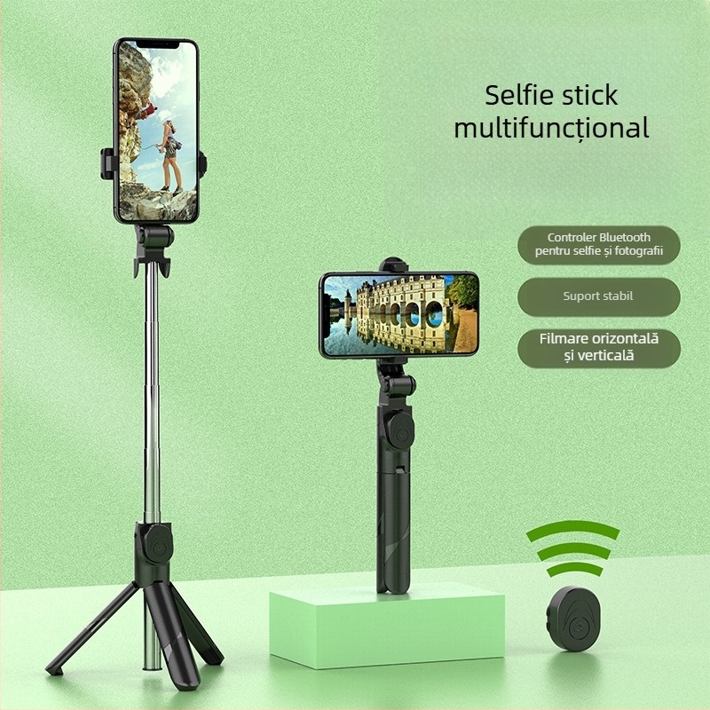 Selfie stick cu trepied, telecomandă Bluetooth, pliabil și portabil, din oțel inoxidabil, universal pentru telefoane