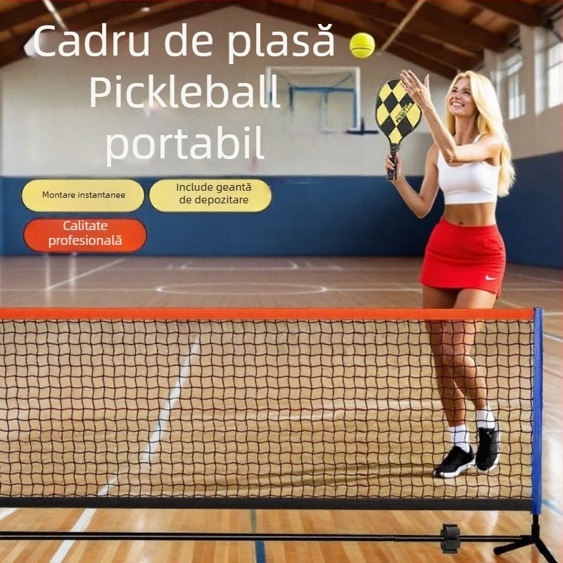 Plasă de pickleball cu suport portabil, pentru utilizare în interior și în exterior