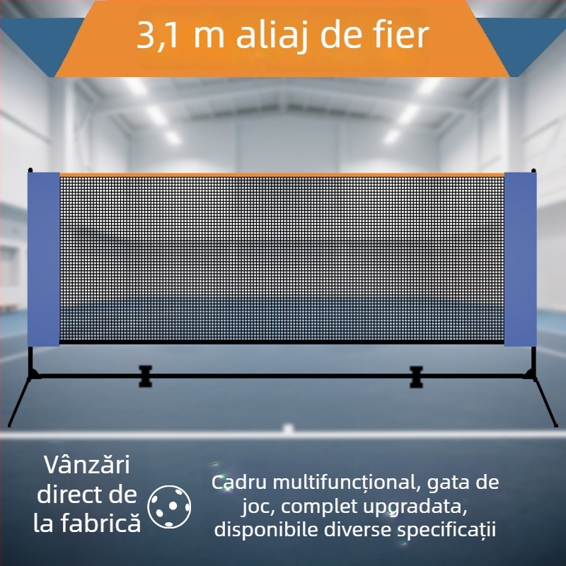 Plasă de pickleball cu suport portabil, pentru utilizare în interior și în exterior