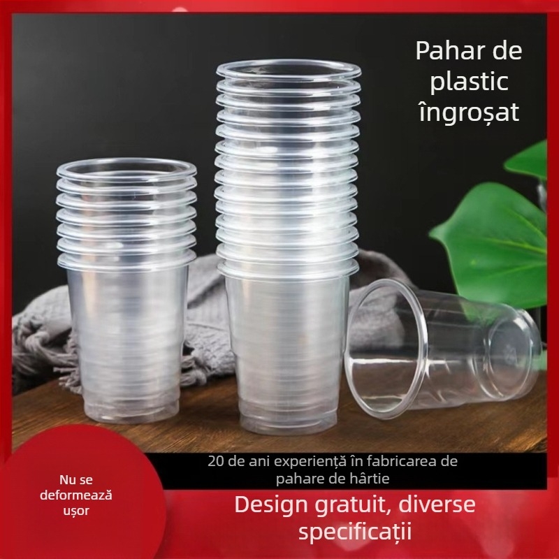Pahare de unică folosință din PP pentru picnic, petreceri și camping, capacitate 220 ml, nu sunt potrivite pentru cuptor cu microunde, durată de viață 3 ani