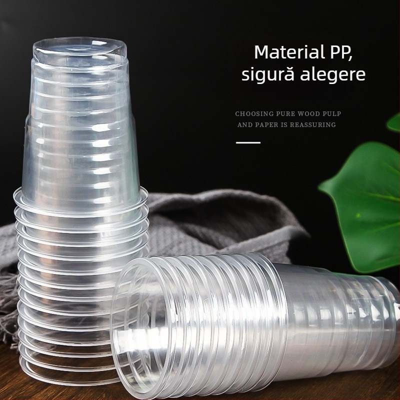Pahare de unică folosință din PP pentru picnic, petreceri și camping, capacitate 220 ml, nu sunt potrivite pentru cuptor cu microunde, durată de viață 3 ani