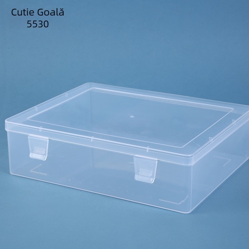 Cutie de depozitare pentru birou din plastic PP transparent, capac rabatabil, 1 compartiment, set de 42 bucăți