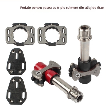 Pedală de blocare din aliaj de titan pentru bicicletă de șosea, cu placă de blocare