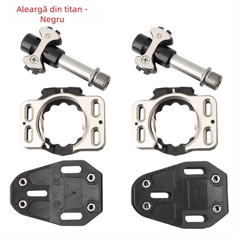 Pedală de blocare din aliaj de titan pentru bicicletă de șosea, cu placă de blocare