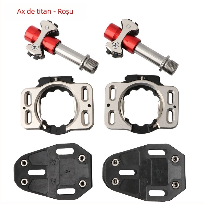 Pedală de blocare din aliaj de titan pentru bicicletă de șosea, cu placă de blocare