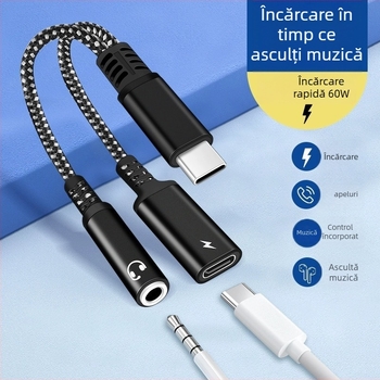 Cablu splitter Type-C 1 la 2 pentru telefoane Huawei și Xiaomi