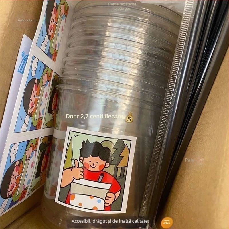 Pahar de unică folosință pentru ceai cu lapte, cu capac, pentru băuturi reci, plastic take-out sub 100 ml