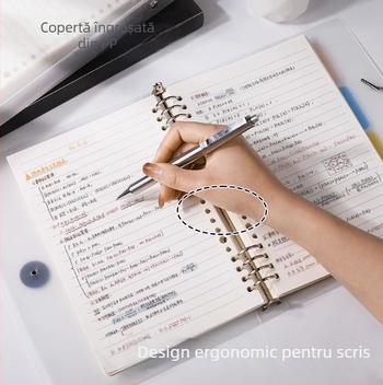 Caiet cu copertă PP și legare tip binder, pagini detașabile, 60 foi, hârtie offset 80 g, stil simplu