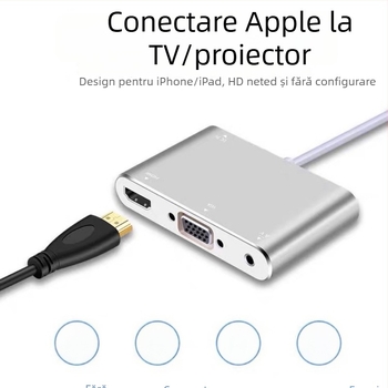 Adaptor iPhone către VGA/HDMI (Model 230, marcă neutră, compatibil cu iPhone)