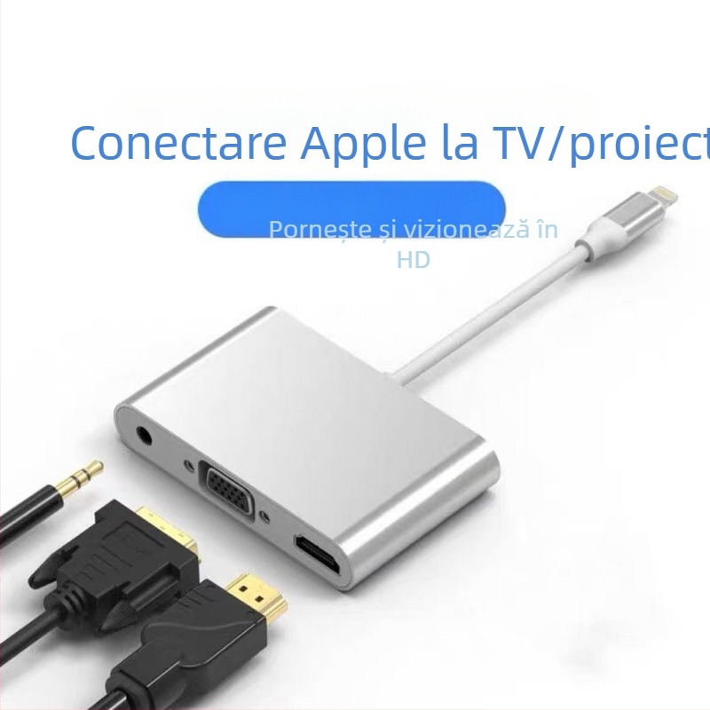 Adaptor iPhone către VGA/HDMI (Model 230, marcă neutră, compatibil cu iPhone)
