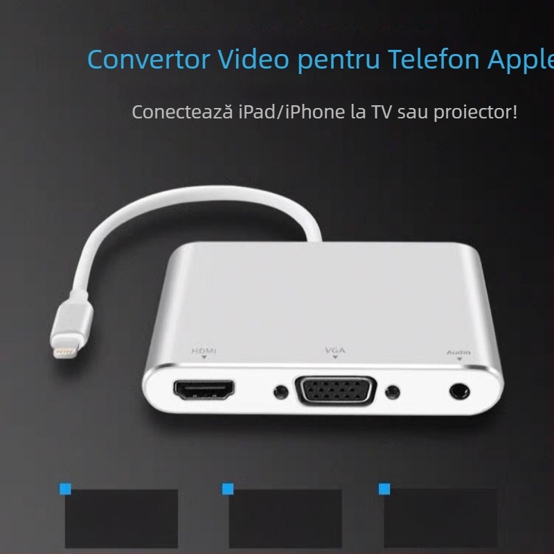 Adaptor iPhone către VGA/HDMI (Model 230, marcă neutră, compatibil cu iPhone)